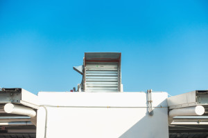Fire damper for fire protection system on the roofing floor.